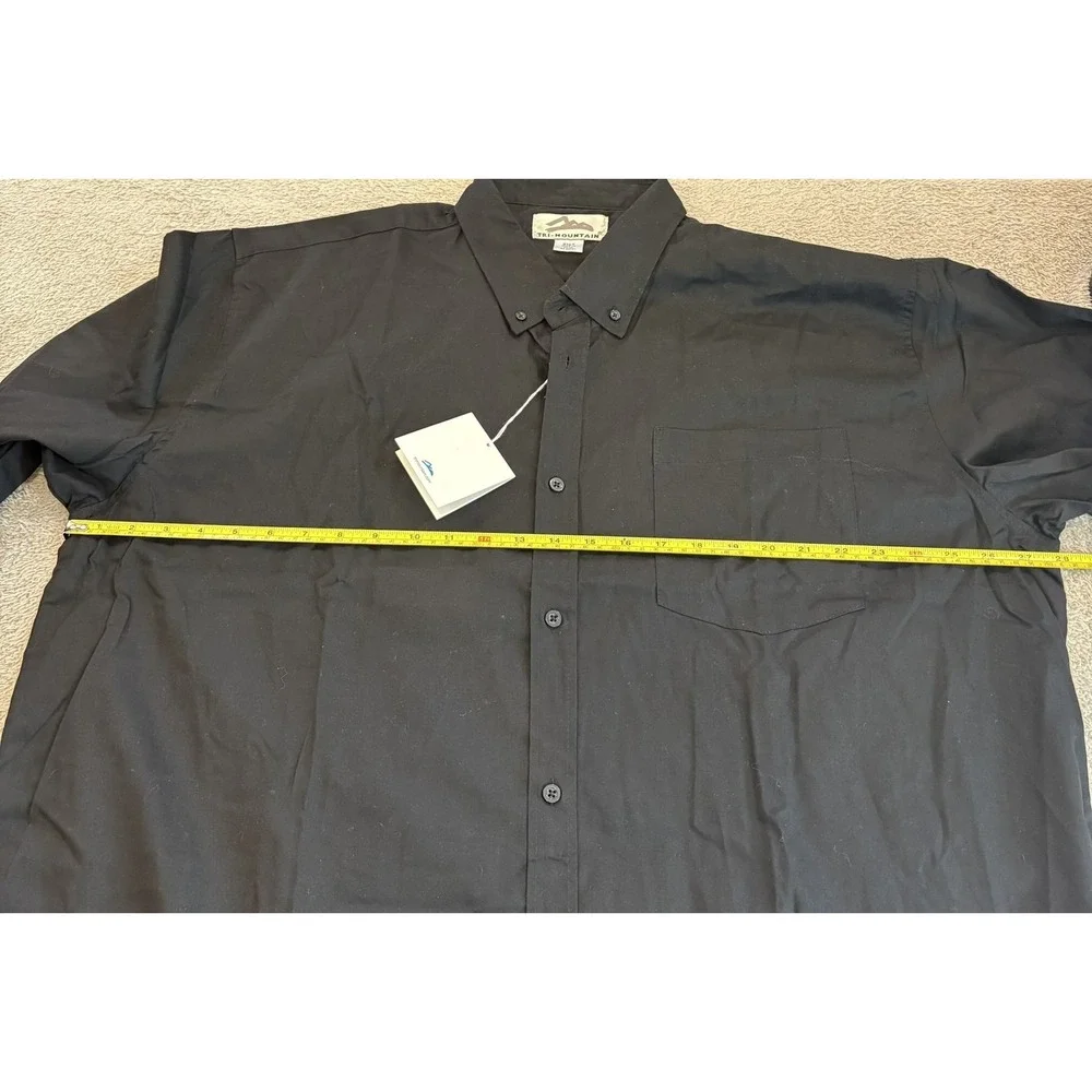 NWT Tri-Mountain Mens 3XLT Black‎ Long Sleeve Button Down Shirt Tall Work Casual